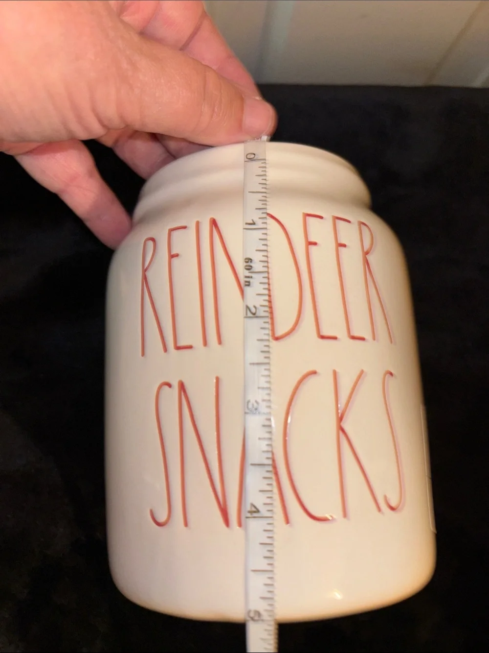 Rae Dunn White Reindeer Snacks Jar with Red Nose